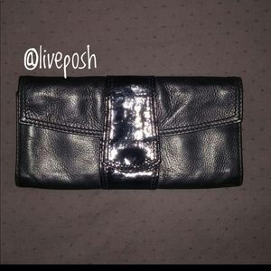 FOSSIL Black Leather Flap Clutch